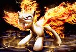  detailed equine eyelashes fan_character female feral fire hooves mammal my_little_pony nude open_mouth red_eyes solo standing teeth tongue tsitra360 