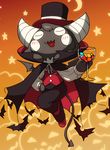  bat blush candy cloak clothing costume demon eyes_closed failure_succubus female food glass halloween hat holidays horn long_ears mammal o-den open_mouth solo solo_focus spade_tail wings 
