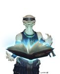  arcane argonian blindfold book breasts clothing elder_scrolls_online female grimoire lizard luna-mees_(character) magic_user reptile scales scalie simple_background solo the_elder_scrolls video_games white_background white_scales 