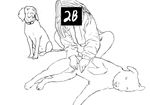  2b anatomically-correct animal-genitalia canine censored collar female human male mammal nipples petting sketch white-background young 
