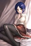  aikurushii_(idolmaster) bad_id bad_twitter_id bangs black_hair black_legwear blurry depth_of_field dress finger_to_mouth fukuroumori hayami_kanade idolmaster idolmaster_cinderella_girls idolmaster_cinderella_girls_starlight_stage pantyhose parted_bangs short_hair skirt smile solo yellow_eyes 