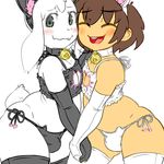  anthro asriel_dreemurr bell bell_collar blush boss_monster bulge caprine cat_lingerie cleavage_cutout clothed clothing collar crossdressing duo elbow_gloves fake_cat_ears fake_ears girly gloves goat hand_holding human legwear lingerie long_ears male male/male mammal protagonist_(undertale) railroad_mejic simple_background thigh_highs undertale video_games 