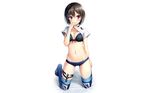  akizora_momiji bra breasts cleavage panties photoshop shirt_lift thighhighs underwear white 