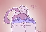  2015 butt dakkpasserida dialogue digital_media_(artwork) english_text female invalid_tag legendary_pok&eacute;mon looking_at_viewer mewtwo nintendo nude open_mouth pok&eacute;mon purple_eyes pussy simple_background solo text thick_thighs video_games 
