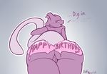  2015 butt dakkpasserida dialogue digital_media_(artwork) english_text female invalid_tag legendary_pok&eacute;mon looking_at_viewer mewtwo nintendo nude open_mouth pok&eacute;mon purple_eyes pussy simple_background sjiny_pokemon solo text thick_thighs video_games 