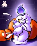  areola big_areola big_breasts breasts cartoonhypertrophy female food fruit jack_o&#039;_lantern litwick nintendo nipples one_eye_closed pok&eacute;mon projectile_lactation pumpkin purple_areola purple_nipples solo video_games yellow_eyes 