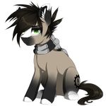  alpha_channel black_hair cutie_mark equine fan_character fur green_eyes grey_fur hair hooves looking_at_viewer male mammal my_little_pony nude scarf silentwulv simple_background sitting solo transparent_background 