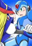  android assertive berkana blonde_hair blush breasts capcom gloves green_eyes hat helmet long_hair open_mouth robot rockman rockman_x smile white_gloves witch witch_hat x_(rockman) 