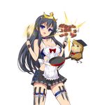  :d apron bandeau bangs bare_shoulders bird black_hair black_skirt blue_bow blue_eyes blush bone boned_meat bow bowtie breasts choker cleavage collarbone cowboy_shot cutting dual_wielding eyebrows eyebrows_visible_through_hair floating food frilled_apron frills frying_pan glasses glint glowing hair_between_eyes hands_up happy hat head_tilt heart heart_apron highres holding holding_knife holster kitchen_knife knife kusaka_souji leg_garter legs_apart lens_flare long_hair looking_at_viewer looking_up marina_sophia meat medium_breasts miniskirt mortarboard nail_polish open_mouth owl parted_bangs pink_nails pleated_skirt pointing red_bow red_neckwear rimless_eyewear sideboob sidelocks skirt slender_waist smile standing strapless sweatdrop thigh_holster tiara transparent_background uchi_no_hime-sama_ga_ichiban_kawaii very_long_hair vest white_apron white_bow 