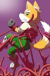  2016 angry anthro belt black_nose boots brown_fur canine clothing footwear fox fox_mccloud fur gloves green_eyes hi_res jacket male mammal nintendo restrained solo star_fox sweat teeth tentacles video_games white_fur がらくt 