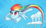  2016 cloudsdale equine female flying friendship_is_magic hair mammal multicolored_hair my_little_pony pegasus purple_eyes rainbow rainbow_dash_(mlp) rainbow_hair solo sonic_rainboom sorcerushorserus wings young 