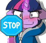  alpha_channel blush captainpudgemuffin clothed clothing equine female friendship_is_magic hair horn looking_at_viewer mammal my_little_pony purple_eyes purple_hair reaction_image simple_background smile solo sweat twilight_sparkle_(mlp) unicorn white_background 