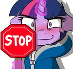  alpha_channel blush captainpudgemuffin clothed clothing equine female friendship_is_magic hair horn looking_at_viewer mammal my_little_pony purple_eyes purple_hair reaction_image simple_background smile solo sweat twilight_sparkle_(mlp) unicorn white_background 