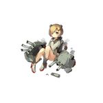  animal_ears bangs blonde_hair blush bottomless broken brown_eyes cannon closed_mouth damaged double-breasted fake_animal_ears frown full_body graf_spee_(zhan_jian_shao_nyu) hair_ornament hair_over_one_eye hairclip hand_on_own_shoulder knees_up lino-lin looking_at_viewer machinery official_art rigging sailor_collar sailor_shirt shirt shoes sitting smoke solo swept_bangs tears torn_clothes transparent_background turret white_footwear zhan_jian_shao_nyu 