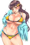 bikini cameltoe cleavage erect_nipples open_shirt shigaoka_touki swimsuits underboob 