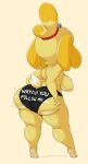  2019 4_fingers animal_crossing anthro barefoot bell big_breasts big_butt big_thighs biped black_bottomwear black_clothing black_panties blonde_hair breasts butt butt_grab canid canine canis clothed clothing countershading digital_media_(artwork) dipstick_tail domestic_dog english_text exposed_breasts feet female floppy_ears full_portrait fur grope hair hair_bun hand_on_butt hi_res hidden_face huge_butt isabelle_(animal_crossing) looking_away mammal mostly_nude multicolored_fur multicolored_tail nintendo nipples panties partially_clothed purple_yoshi_draws rear_view shadow shih_tzu short_stack short_tail side_boob simple_background slightly_chubby solo standing text thick_thighs tied_hair topless two_tone_fur underwear video_games voluptuous white_fur wide_hips yellow_background yellow_fur 