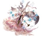  animal_ears blue_eyes cat_ears dress elbow_gloves erune feathers fingerless_gloves flower full_body gloves granblue_fantasy hair_ornament korwa long_hair looking_at_viewer mannequin minaba_hideo mismatched_legwear official_art quill silver_hair solo sparkle thighhighs transparent_background 