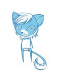  2015 anthro antropomorto blue_fur blue_nose blue_tail briefs chibi clothed clothing digital_media_(artwork) feline front_view full-length_portrait fur hair inner_ear_fluff lion long_tail looking_at_viewer male mammal mane portrait red_eyes rigel_(sol_ardens) shirt simple_background solo standing tail_tuft tank_top tuft underwear white_background white_hair white_mane 