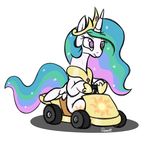  2016 crown cutie_mark equine feathers friendship_is_magic fur hair horn kart mammal multicolored_hair multicolored_tail my_little_pony princess_celestia_(mlp) purple_eyes ramott vehicle white_feathers white_fur winged_unicorn wings 