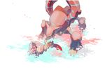  domu_(hamadura) field flower flower_field flower_in_mouth lying magearna no_humans on_back pokemon pokemon_(creature) volcanion 