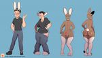  anthro boicrush butt human lagomorph lilithrose male mammal nipples penis rabbit sequence transformation wide_hips 