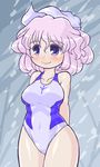  bare_shoulders blue_eyes breasts collarbone letty_whiterock medium_breasts one-piece_swimsuit pink_hair solo swimsuit touhou winn 