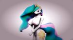  2016 3d_(artwork) anthro anthrofied areola big_breasts breasts cute cutie_mark digital_media_(artwork) equine female friendship_is_magic hair horn horse ipwnd looking_at_viewer mammal multicolored_hair my_little_pony navel nipples nude pony princess_celestia_(mlp) simple_background smile source_filmmaker standing 