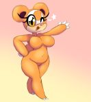  2019 anthro big_breasts bit-small breasts claws digital_media_(artwork) featureless_breasts featureless_crotch female fur hi_res looking_at_viewer mammal navel nintendo nude one_eye_closed open_mouth pok&eacute;mon pok&eacute;mon_(species) simple_background smile solo standing star teddiursa ursid video_games wink 