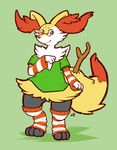  anthro braixen canine clothed clothing fox fur mammal nintendo pok&eacute;mon silverhawke simple_background smile solo standing video_games 