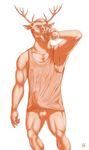  anthro armpits athletic balls beard bottomless cervine clothed clothing deer erection erection_under_clothes facial_hair male mammal muscular nipple_piercing nipples penis piercing rov shirt signature solo standing sweat tank_top uncut wet wet_shirt 