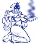  5_toes abriika barefoot big_breasts book breasts clothing feet female hi_res humanoid humanoid_feet not_furry sketch solo toes zp92 