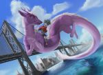  bridge city domestic_cat dragon eastern_dragon felid feline felis flying fuzzle_(artist) mammal scales sea tally water 