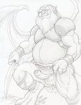  balls beard belt clothing clothing_aside digitigrade disney dragon_wings dudebulge erection facial_hair front_view gargoyle gargoyles greyscale hudson_(gargoyles) humanoid humanoid_penis loincloth male mature_male monochrome musclegut overweight overweight_male partially_retracted_foreskin pencil_(artwork) penis scalie signature solo spread_wings step_pose traditional_media_(artwork) uncut wings 