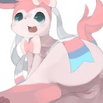  blue_eyes eeveelution female feral nintendo open_mouth pok&eacute;mon pussy simple_background sylveon video_games white_background ぬこちー 
