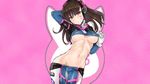  bodysuit breasts brown_eyes brown_hair cameltoe d.va_(overwatch) facepaint fit hips large_breasts midriff navel overwatch skintight stomach underboob 