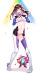  1girl ;d artist_name bad_id bad_pixiv_id bangs bodysuit boots bow bow_bra bow_panties bra bracer breasts brown_eyes brown_hair cleavage contrapposto d.va_(overwatch) eyelashes facepaint facial_mark frilled_bra frilled_panties frills gloves hands_up headphones heart heart_hands high_collar highres legs_apart long_hair mecha medium_breasts meka_(overwatch) midriff navel one_eye_closed open_mouth overwatch panties pauldrons pigeon-toed pilot_suit pink_bra pink_panties polka_dot polka_dot_bra ribbed_bodysuit shoulder_pads skin_tight smile solo standing stomach teeth thigh_boots thigh_strap thighhighs underwear whisker_markings white_footwear white_gloves 