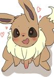  &lt;3 &lt;3_eyes balls blush brown_eyes eevee feral humanoid_penis male nintendo open_mouth penis pok&eacute;mon simple_background solo video_games white_background ぬこちー 