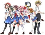  5girls bad_id bad_pixiv_id bow breast_grab breasts etopen fang glasses grabbing hair_bow haramura_nodoka kasuga_souichi kataoka_yuuki kiyosumi_school_uniform medium_breasts miyanaga_saki multiple_girls pantyhose pink_hair red_eyes ribbon saki school_uniform serafuku someya_mako stuffed_animal stuffed_toy suga_kyoutarou sweatdrop takei_hisa thighhighs twintails zettai_ryouiki 