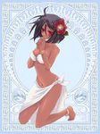  bikini breasts dark_skin flower flowers short_hair swimsuit 