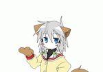  animal_ears animated animated_gif braid clannad dog_ears dog_tail izayoi_sakuya kemonomimi_mode lowres lucky_star motteke!_serafuku parody shizuru_(ayuhiko) short_hair silver_hair solo tail touhou twin_braids 