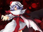  bat_wings hat highres hiiragi_ryou lavender_hair red_eyes remilia_scarlet short_hair solo touhou wallpaper wings 