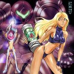  breasts fusion_suit long_hair metroid metroid_(creature) metroid_fusion midriff samus_aran spandex varia_suit 