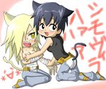  amber_eyes animal_ears bandage bandages black_eyes blonde_hair blue_hair cat_ears chibi genderbender genderswap long_hair nekomimi sd short_hair simon tengen_toppa_gurren-lagann tengen_toppa_gurren_lagann viral yellow_eyes yuri 