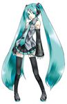  blue_hair blue_nails blue_neckwear boots detached_sleeves full_body hatsune_miku headset kei_(keigarou) long_hair nail_polish necktie official_art pigeon-toed solo standing thigh_boots thighhighs twintails very_long_hair vocaloid vocaloid_boxart_pose zettai_ryouiki 