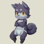  barefoot blush bulge canine clothed clothing crossed_arms cub dog front_view fundoshi japanese_clothing looking_at_viewer low-riding male mammal moki sitting smile solo topless underwear young 