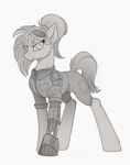  clothed clothing equine eyelashes fan_character female feral fur goggle greyscale hair hooves mammal monochrome my_little_pony prosthetic simple_background sketch smile solo white_background yakovlev-vad 