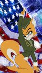  2016 anthro black_eyes blush breasts clothed clothing eyelashes eyewear female flag fur glasses half-closed_eyes hat lt._fox_vixen makeup metalslayer military_uniform orange_fur smile squirrel_and_hedgehog stars_and_stripes uniform united_states_of_america 여우장교 