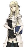  black_legwear book chain cyril dress gus_(clarkii) long_hair long_sleeves project_x_zone shining_(series) shining_force_exa white_dress 