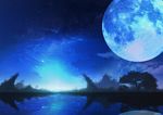  full_moon highres moon night night_sky no_humans original reflection scenery sky sorakuma_(oycue41) star_(sky) starry_sky tree water 