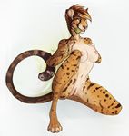  anthro feline female looking_at_viewer mammal nude pussy smile solo unistaart wrapped_condom 